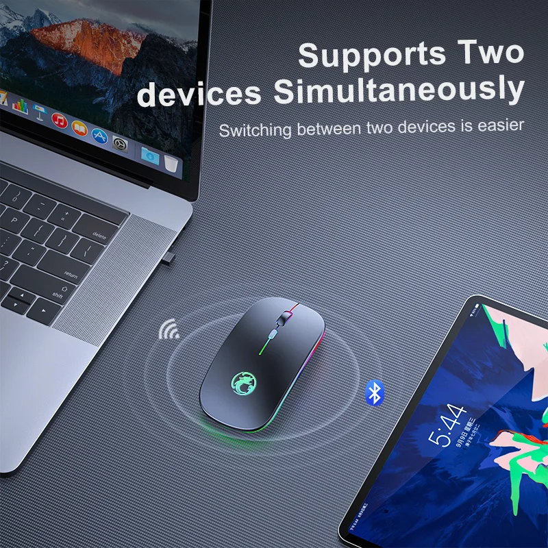 

Wireless Mouse Bluetooth RGB Rechargeable Mouse Wireless Computer Silent Mause LED Backlit Ergonomic Gaming Mouse For Laptop PC