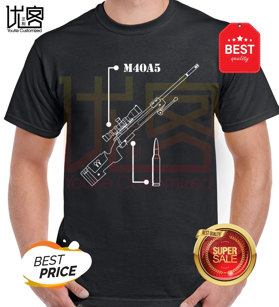 Футболка m40a5 армейского зеленого цвета с изображением снайперской винтовки warzone