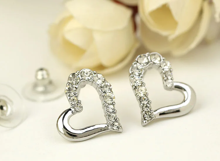 Новая Мода Двойное сердце ожерелье и серьги кристалл наборы ювелирных изделий