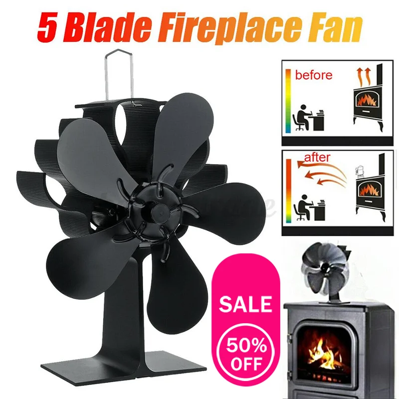 

SALE Fireplace 5 Blades Heat Powered Stove Fan Log Wood Burner Ecofan Quiet Home Fireplace Fan Efficient Heat Distribution NEW