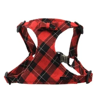 classic plaid puppy harness bowtie adjustable pet dog harness vest no pull soft mesh for small medium dogs walking chihuahua