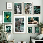 Настенная картина с изображением джунглей Лев гепарда тигра листья монстеры на холсте скандинавские постеры и принты настенные картины для декора гостиной