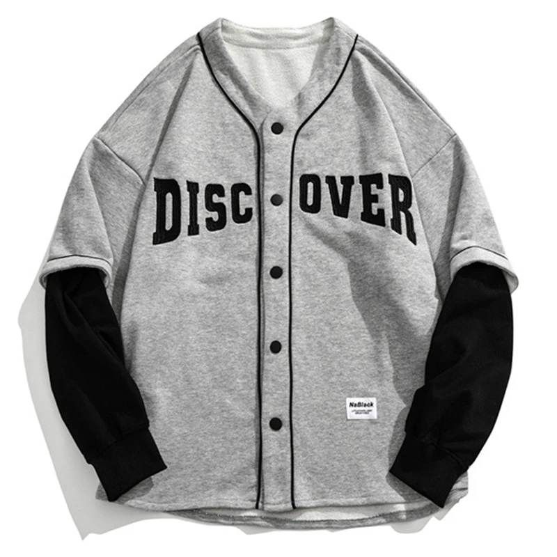 

Осень 2021, уличный трендовый кардиган из двух предметов с принтом, хлопковая однобортная Свободная куртка-бомбер с V-образным вырезом и рукав...