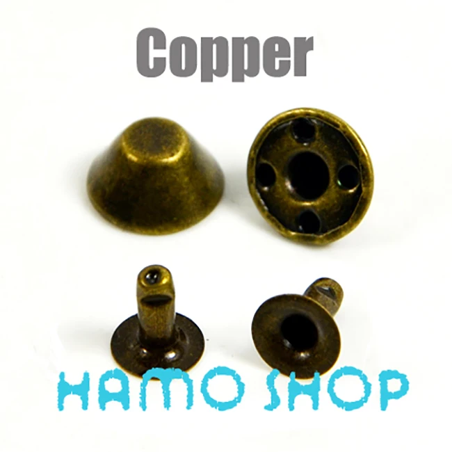 Bucket Copper 100 шт, все размеры, Стильные Заклепки с шипами, пятна, голова гвоздика, панк-рок, сделай сам, кожа, ремесло, для одежды, сумки, обуви, части, украшения - Цвет: Bucket Copper