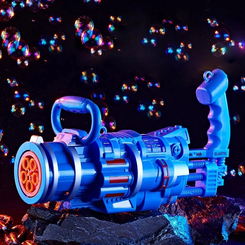 

2021 Summer Gatling Bubble Machine Wedding Supplies Electric Sound And Light Automatic Bubble Blower Maker Gun Kids Outdoor Toy