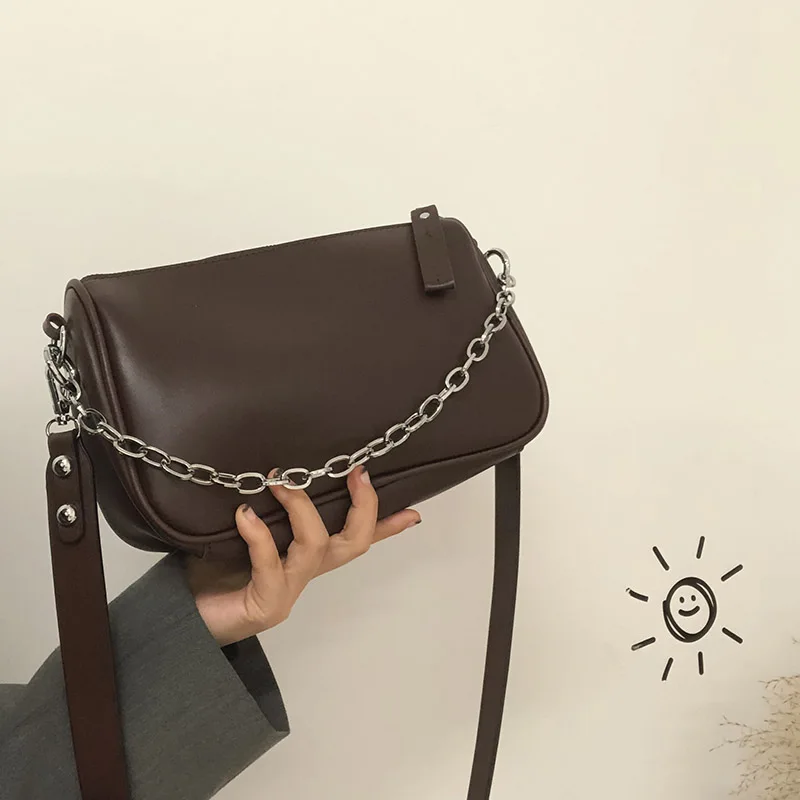 

Модная однотонная сумка-мессенджер на цепочке, Дамский мессенджер с замком, маленькая квадратная сумочка на плечо из искусственной кожи