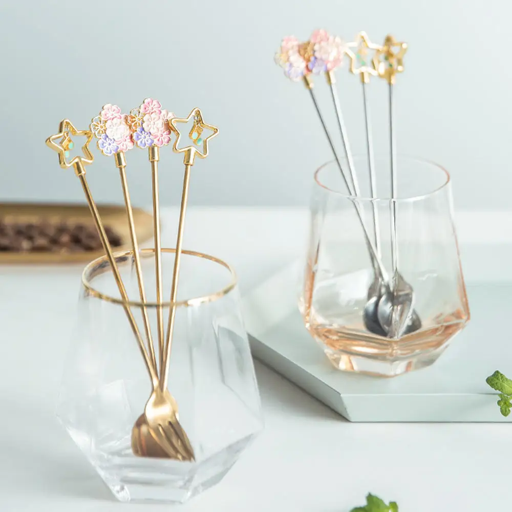 

Stainless Steel Spoons Gold Silver Mini Five-pointed Star Spoons For Coffee Tea Dessert Drink Mixing Milkshake Spoon Kitchen Sup