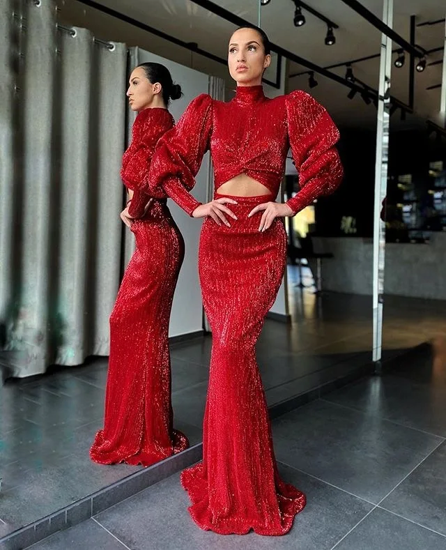 

Sexy Dress Female Autumn And Winter New V-neck Long-sleeved Stretch Tight-fitting Hip Dress With Slits Ins Fashion