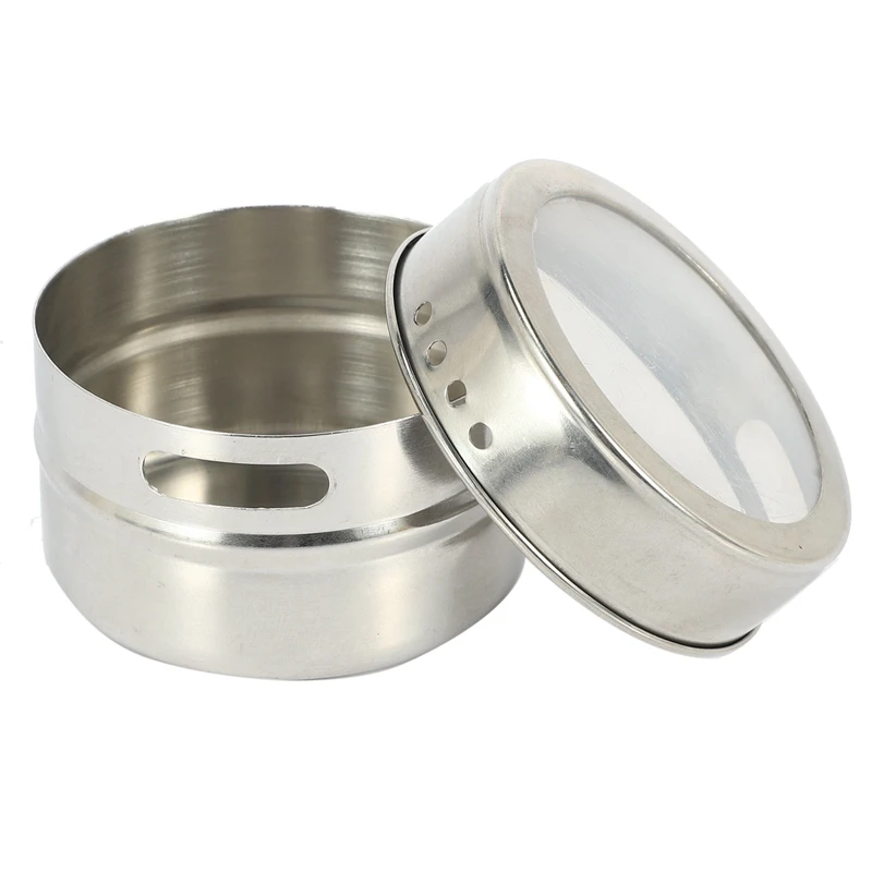 12 шт./компл. Прозрачная крышка магнитная жестяная банка для специй из нержавеющей