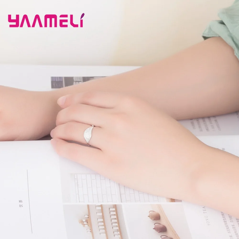 

Pure S925 Sterling Silver Resizable Rings Simple Maple Original Design Women Girl Birthday Cocktail Party Jewelry Gifts