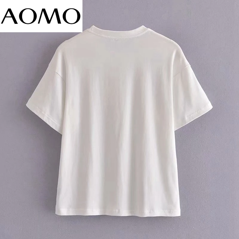 

AOMO 2021 Women Holiday Print Cotton T Shirt Short Sleeve O Neck Tees Ladies Casual Tee Shirt Street Wear Top 4D44A