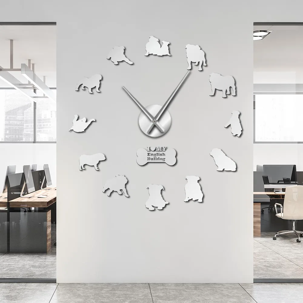 3d-часы с изображением английского бульдога современные настенные часы сделай