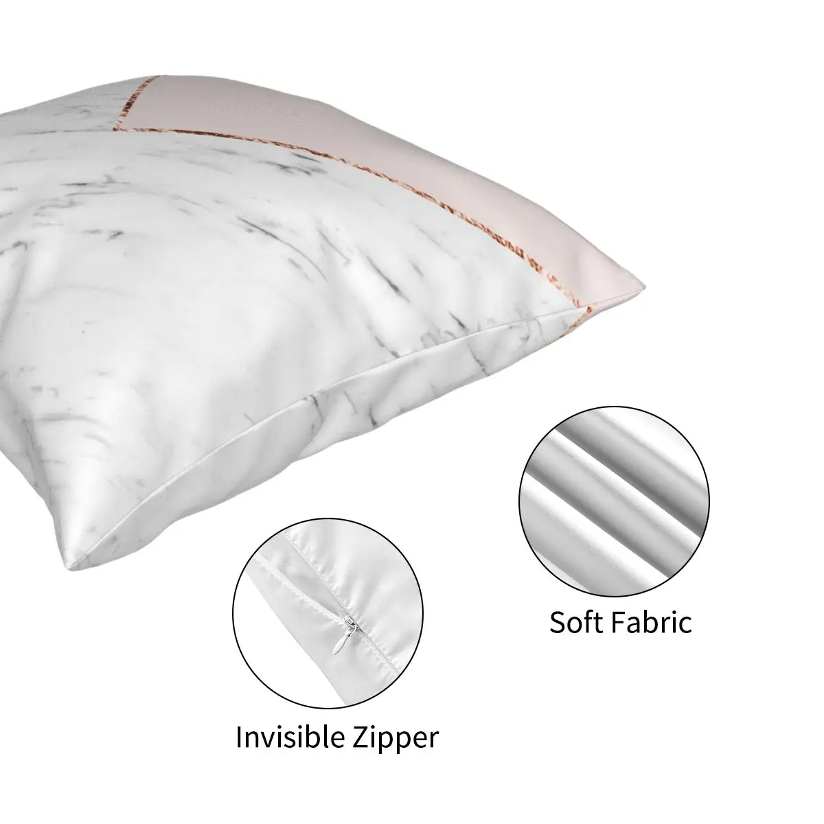 

Peony Blush Geometric Marble Square Pillowcase Printed Zipper Decor Throw Pillow Case for Room Cushion Cover 45*45cm
