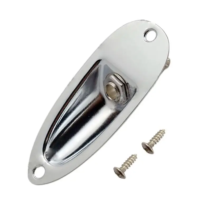 

A0073 1 Piece Loaded Jack Socket Plate & Screws for Fender Strat Replacement, Silver