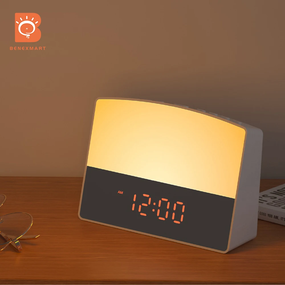 Benexmart Tuya Wi Fi Smart будильника Wake Up светильник будильник лампа утреннего света с 6