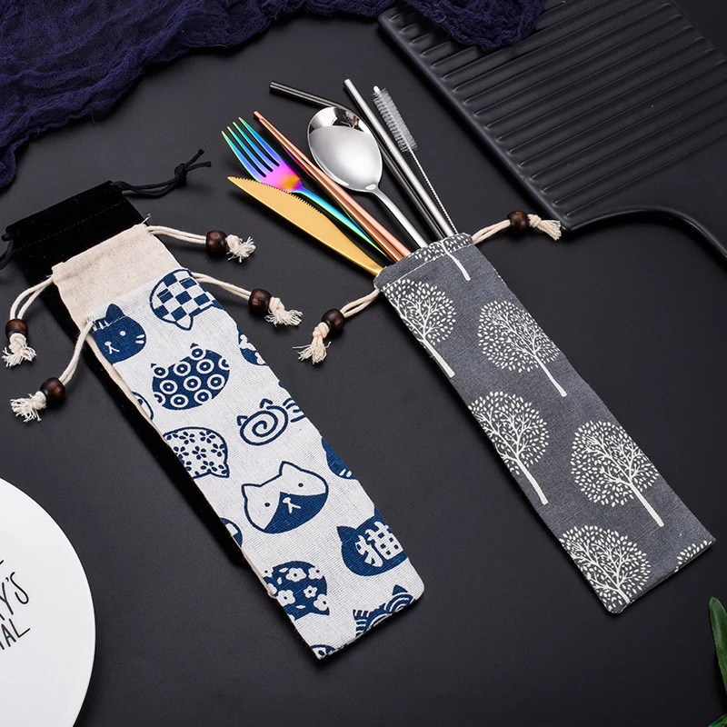 Портативный многоразовые столовые приборы для путешествий Набор 304