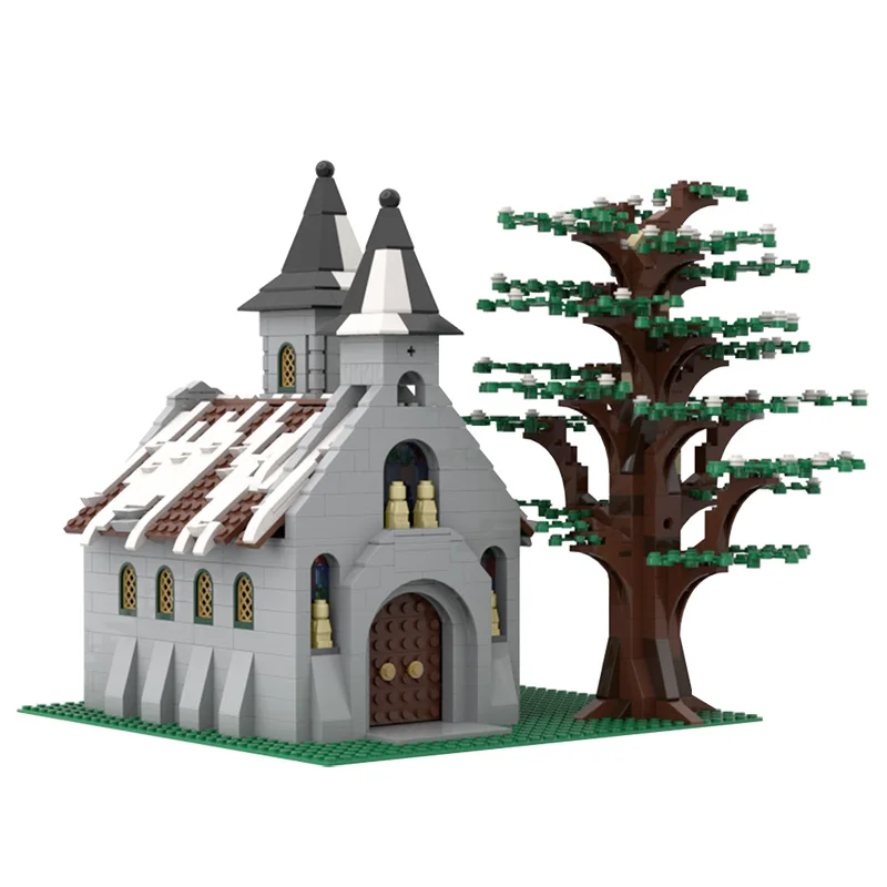 

MOC City Church Trees Birthday Present Model Toys Street View 1154 PCS Compatible Educational Building Blocks 26X26X22CM Cities