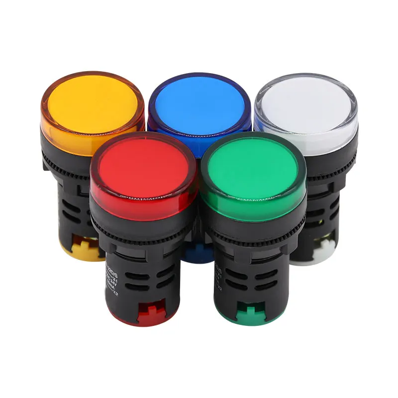 

5pcs/lot Hot Sale 22mm Hole 12V 24V 110V 220V 380V CE 5 colors Spacing Panel Mount LED Power Indicator Pilot Signal Light Lamp