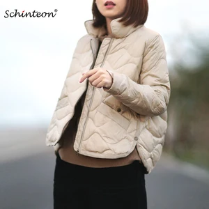 Женский короткий пуховик Schinteon, теплая Осенняя верхняя одежда большого размера, 2021