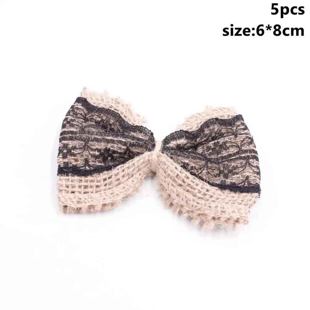 5pcs Bowknot 2 Taop 2m Toile De Jute Burlap Vintage Rustic Wedding Accessories Colored Ficelle Jute Juta Sackcloth Natural Chemin De Table Jute - Цвет: 5pcs Bowknot 2