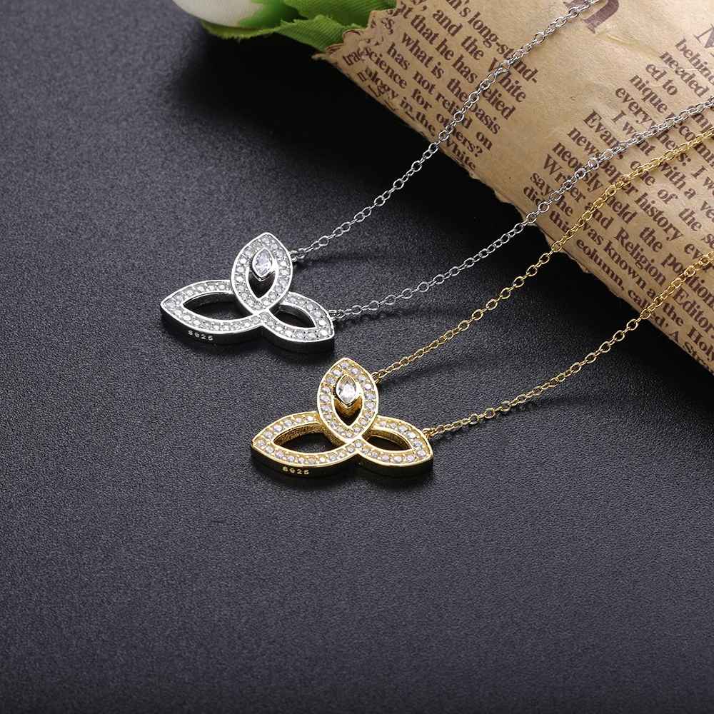 SHADOWHUNTERS Argent 925 Sterling Silver Three Leaves Pendant CZ Necklaces Women Party Fashion Jewelry Gift | Украшения и