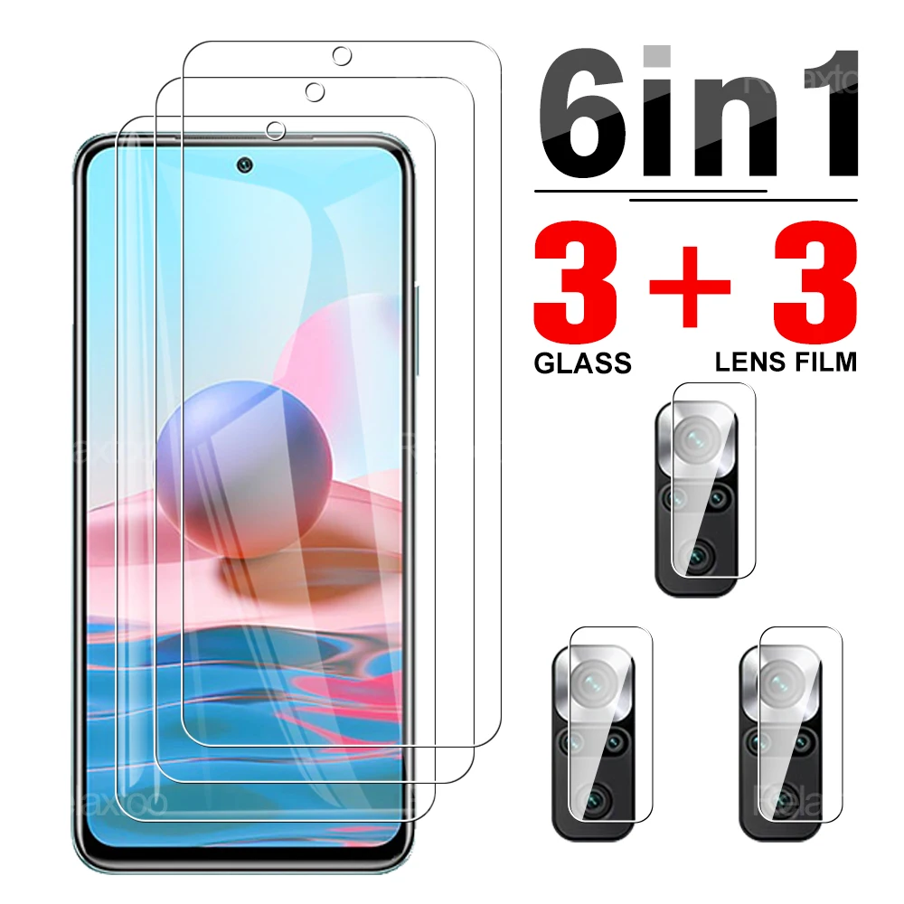 

Закаленное стекло с полным покрытием 6 в 1 для Xiaomi Redmi Note 10, Защитное стекло для объектива камеры Readmi Redme Note10 6,43 дюйма