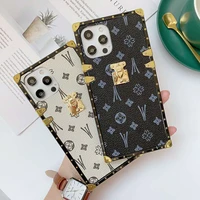 luxury brand square flower vintage pu leather soft phone case for huawei p30 lite p20 p40 pro honor 8x 9x y9 2019 fashion cover