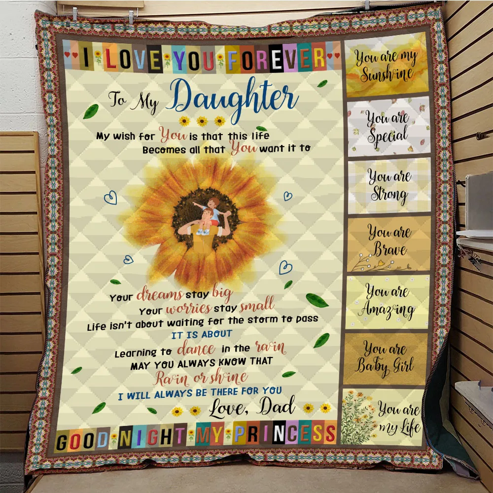 

Letters To My Daughter Express Love Quilt Blanket for Bed Soft Droppshiping
