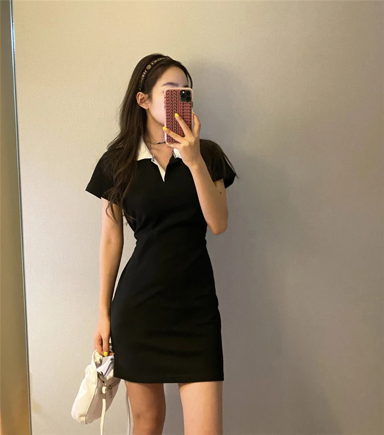 Корейский Стиль минималистичный Забавный умные девочки поло контрастных цветов