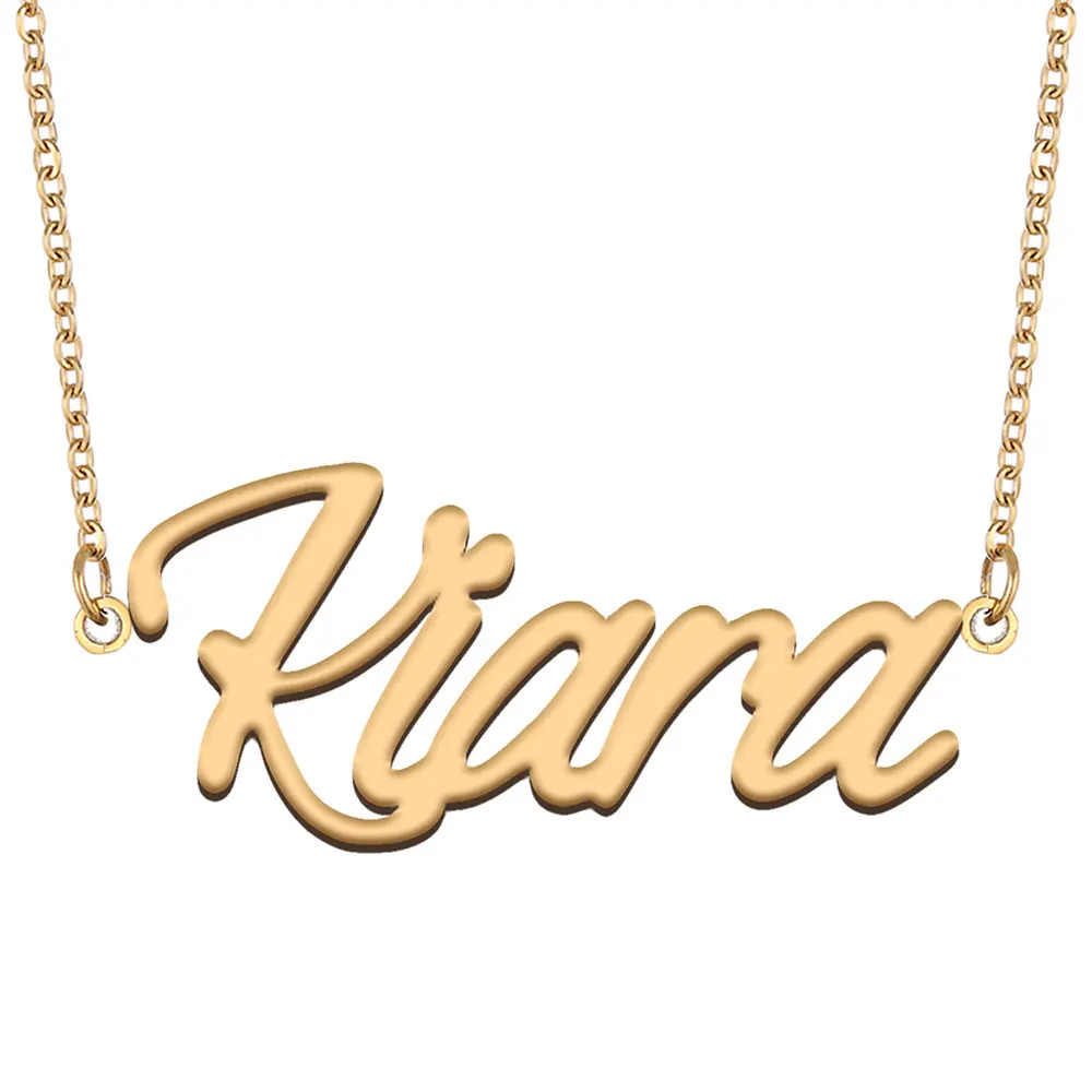 

Kiara Nameplate Necklace for Women Stainless Steel Jewelry Gold Plated Name Chain Pendant Femme Mothers Girlfriend Gift