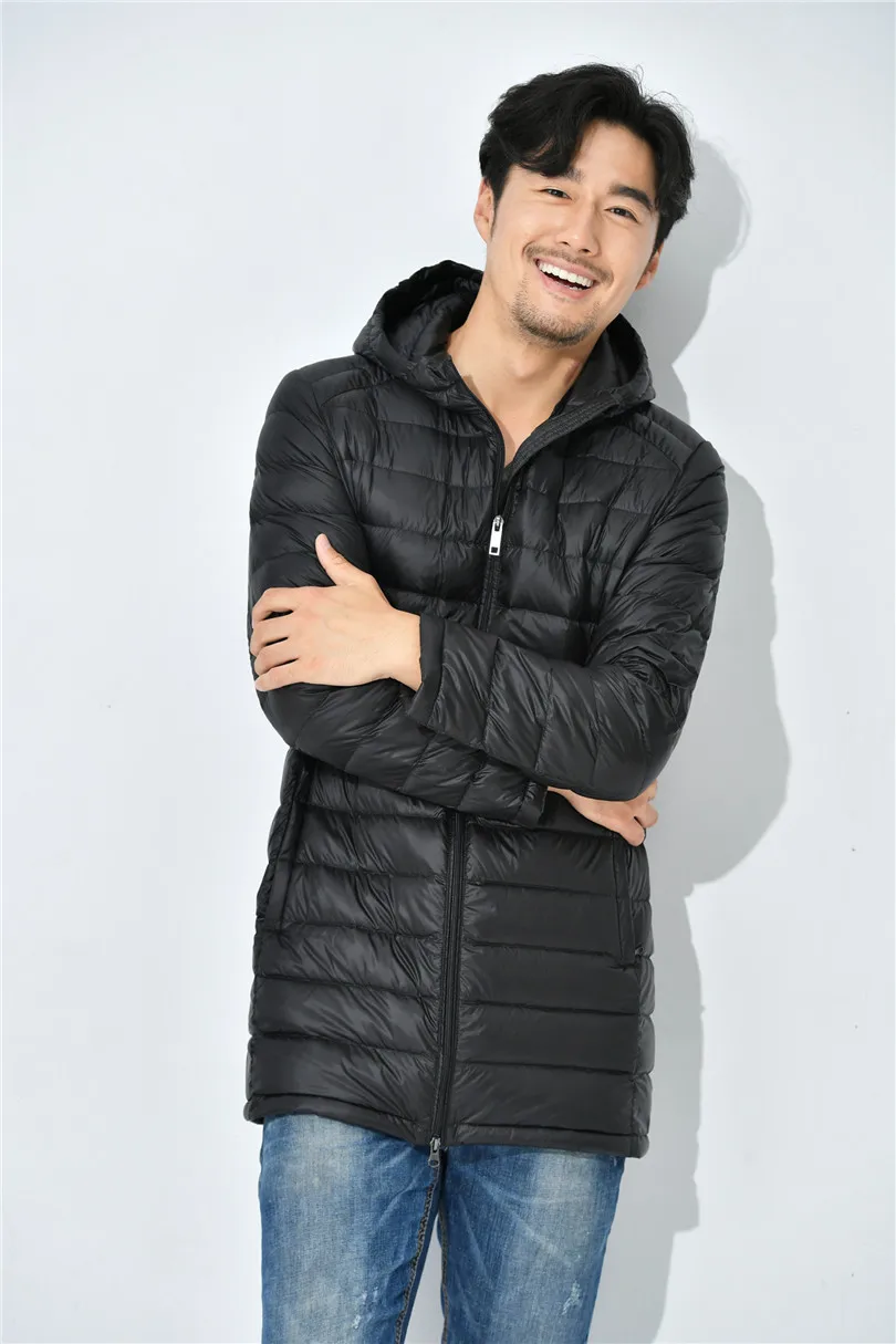 Мужская куртка пуховик на утином пуху с капюшоном ветронепроницаемая теплая