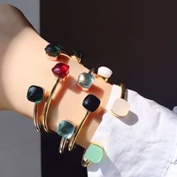 be 8 hot sell big brand candy style bangle mix freely matched colors gold adjustable open cuff banglesbracelets b121