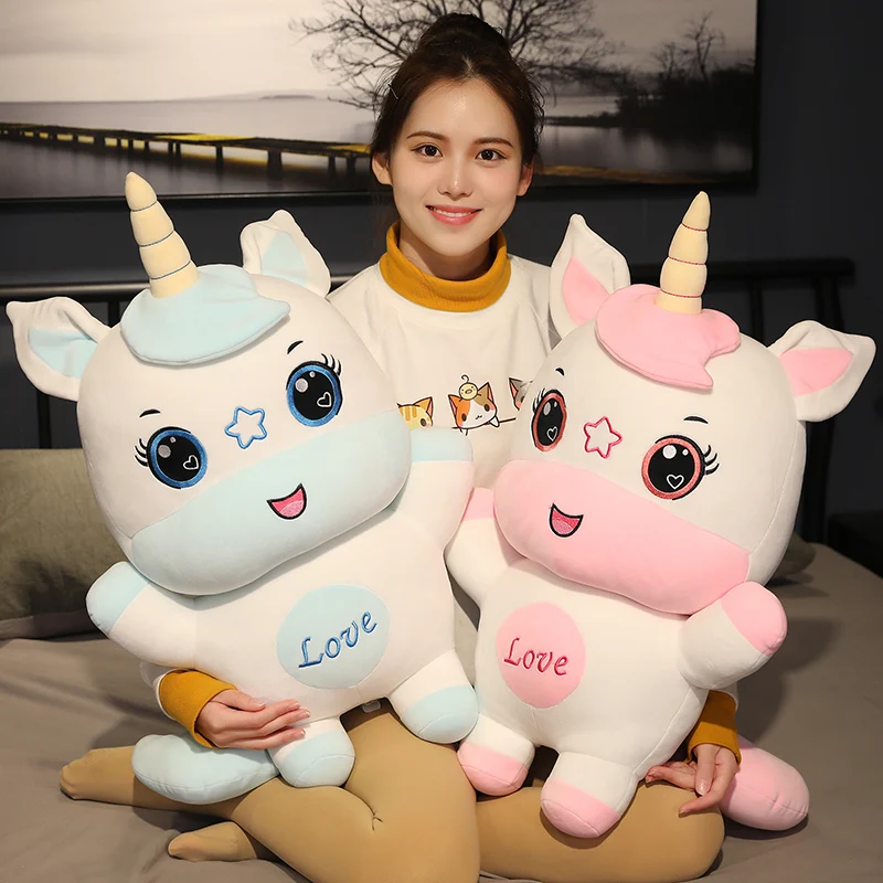 

50-70CM Lovely Giant Unicorn Plush Toy Soft Standing Stuffed Popular Cartoon Unicorn Dolls Animal Horse Toy for kid xmas present