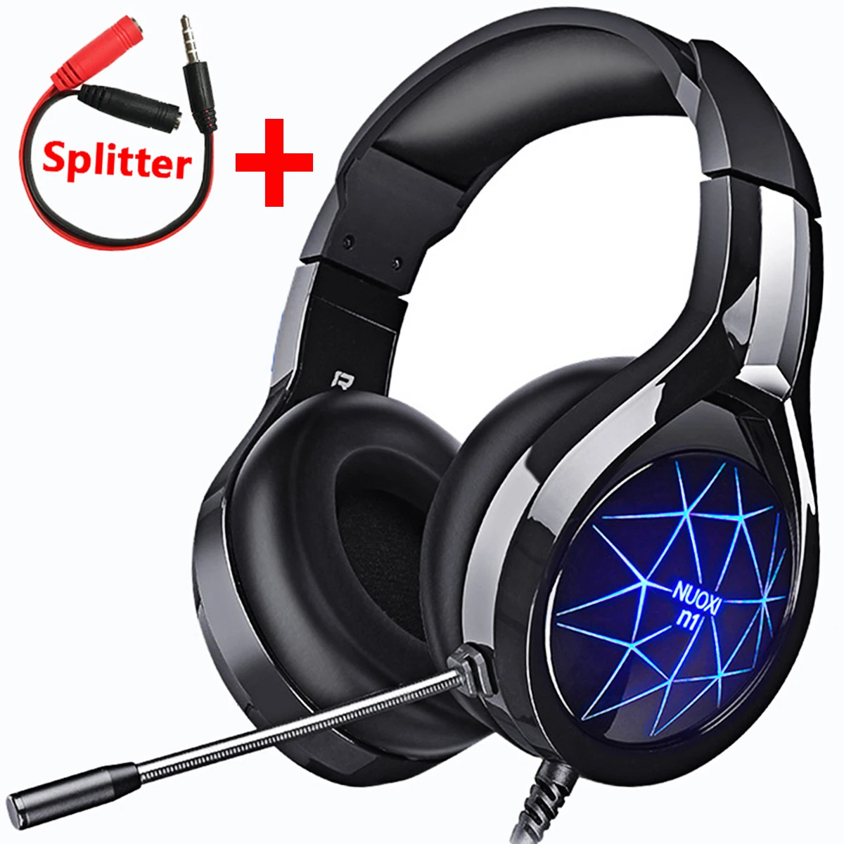 

Gaming Headsets Wired Earphones Surround Sound Stereo & HD Headphones With Microphone Light Overear for PS4 PC Laptop