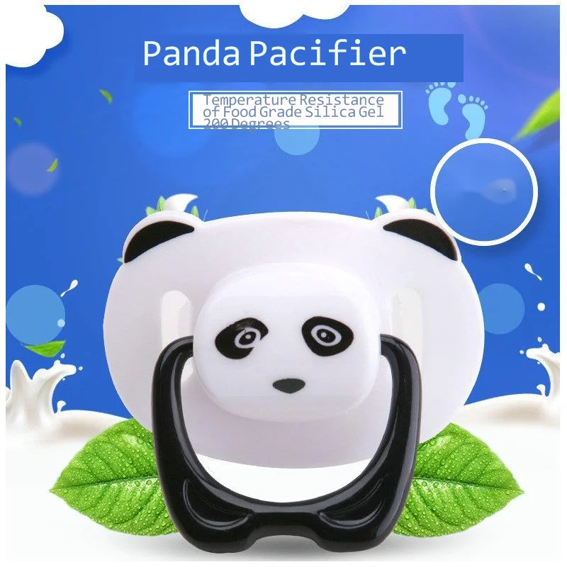 

Cute Panda Nipple Dummy Pacifier Baby Food Grade PP Silicone Soother Toddler Orthodontic Nipples With Ring Teether Baby Pacifier