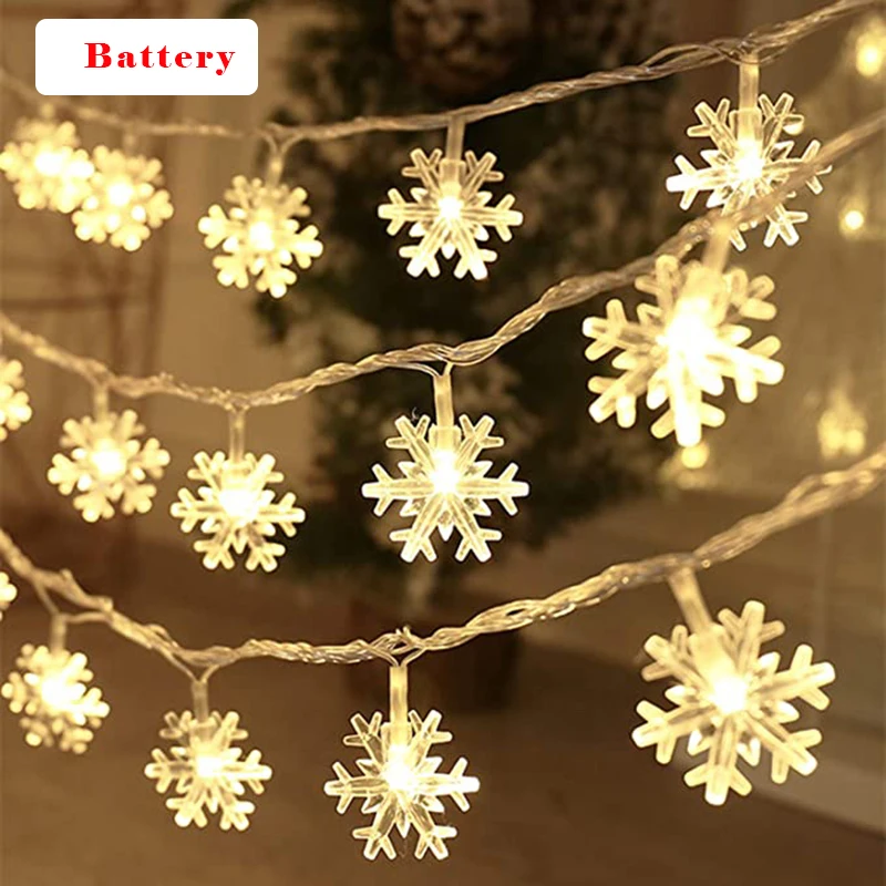 

6M/19.7ft Snowflake Christmas Lights 40 LED String Lights Xmas Lights Waterproof for Outdoor Indoor Bedroom Decorations VA88