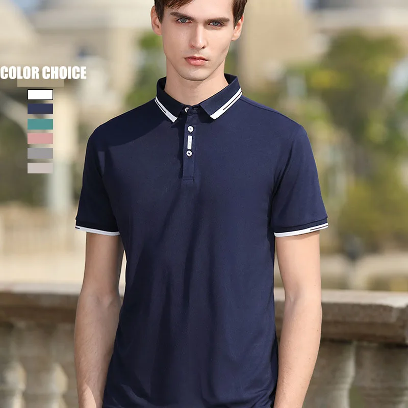 

2021 New Summer Casual Polo Shirt Men Short Sleeve Turn Down Collar Slim Fit Sold Color Plus Size Women Dark Blue Sport T