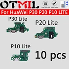 10 шт. AAA +++ для HuaWei P30 P20 P10 LITE разъем для зарядного порта, детали платы, гибкий кабель с микрофоном, зарядная плата для микрофона
