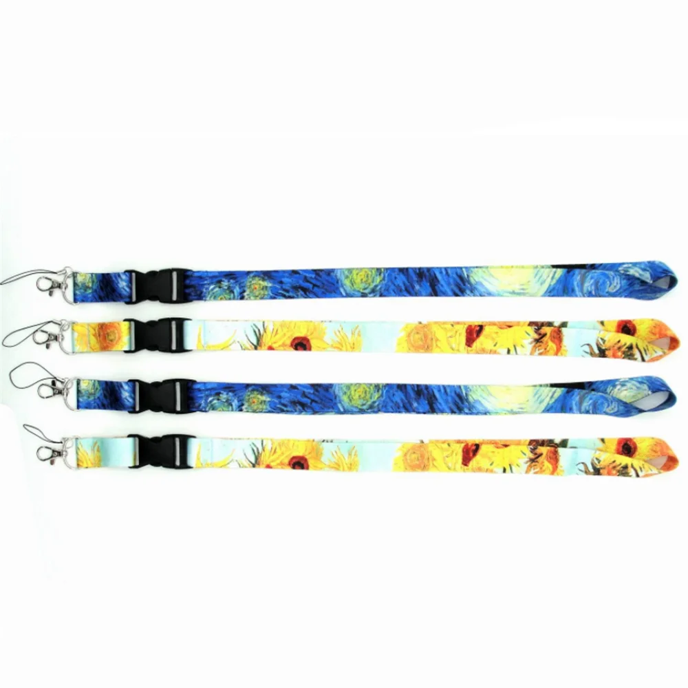 1 шт. новинка звездное солнце цветочный узор шейный ремешок веревка для ключей ID