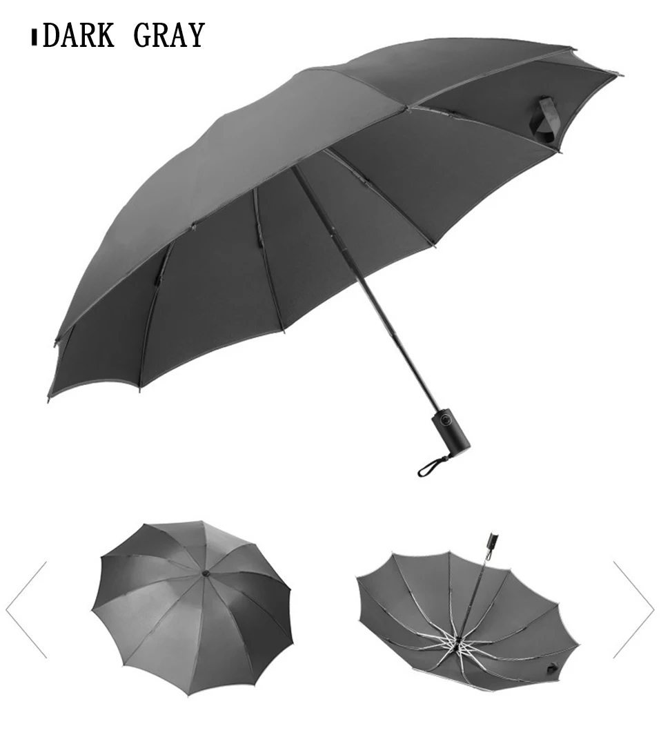 Economici Ombrello Automatico Ombrello Da Lavoro Pieghevole Inverso Con Strisce Riflettenti Ombrelli Pioggia Per Uomo Donna Parasole Antivento Maschile