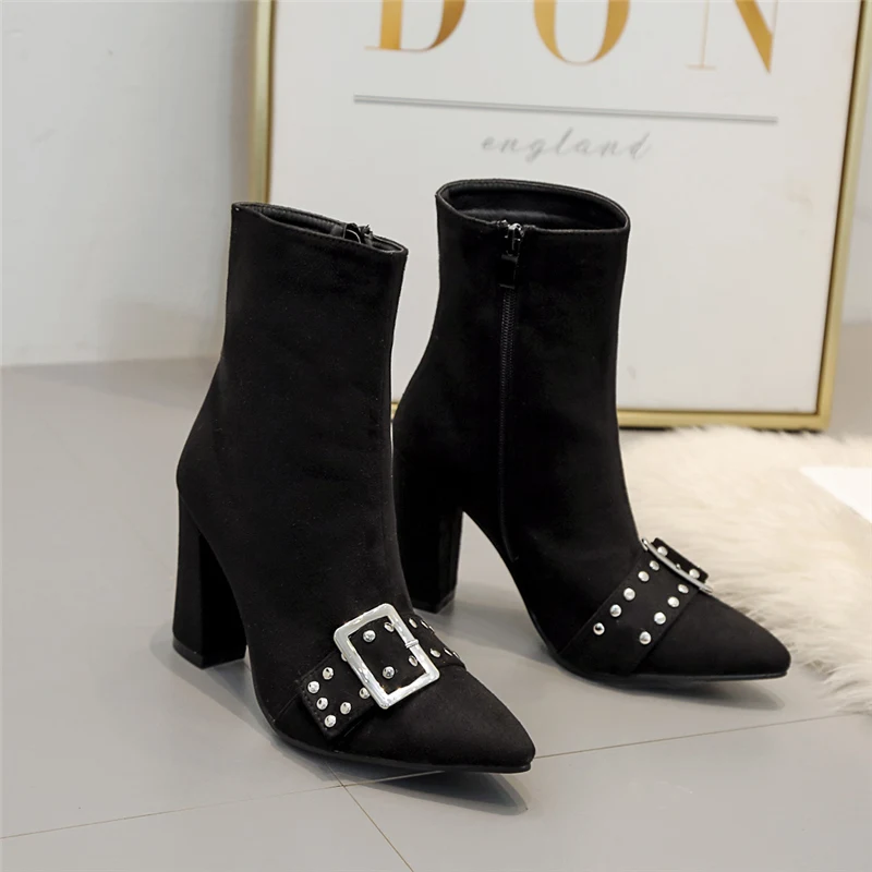 2019 г. модные роскошные женские ботинки на высоком каблуке 9 5 см с заклепками