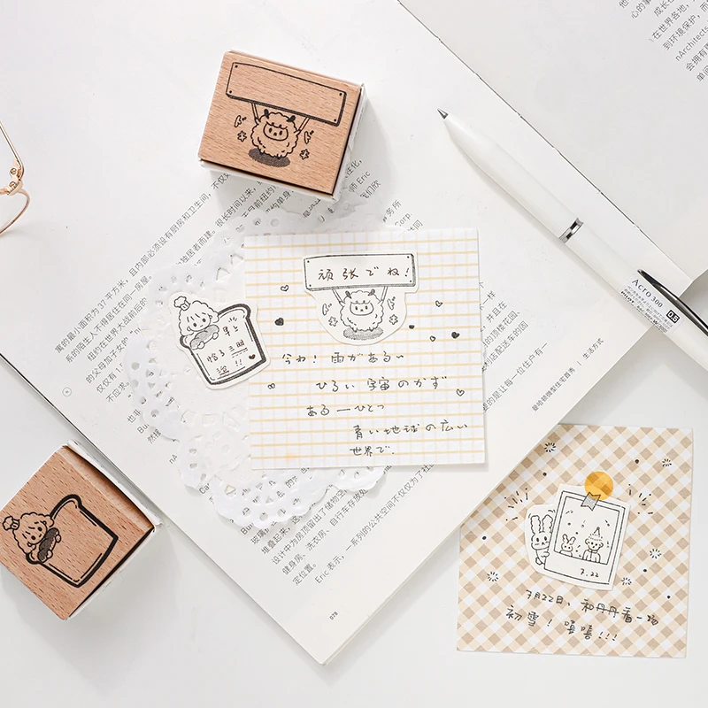 Счастливая симпатичная деревянная печать План выполнения украшения инструмента