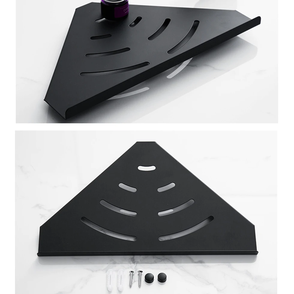 Черная Ванна Душ Caddy треугольная полка для ванной настенное крепление