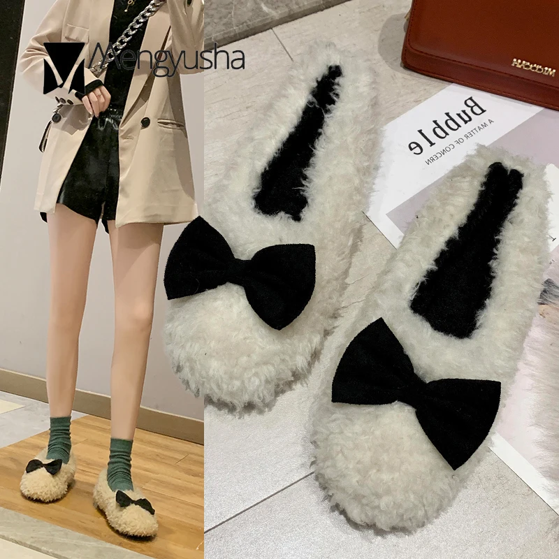 Белая обувь с мехом норки женские зимние Дизайнерские теплые лоферы на плоской