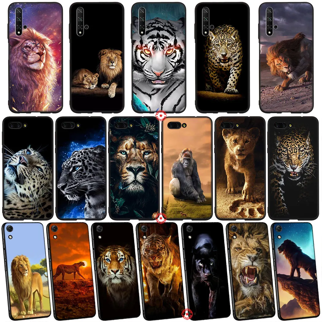 Мягкий силиконовый чехол для телефона Y9 с изображением животного Льва тигра