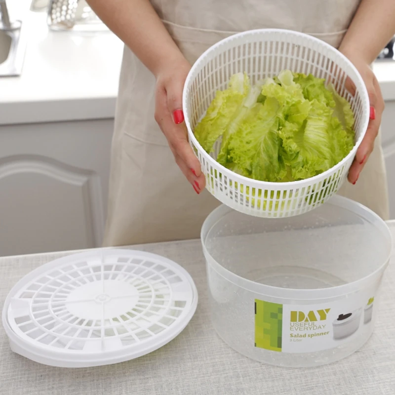 

Manual Lettuce Leaf Vegetable Dehydrator Salad Spinner Strainer Drain Filter