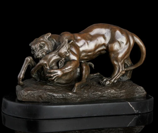 Медное украшение статуэтка Будды латунь Современная эпоха льва охота бронзовая