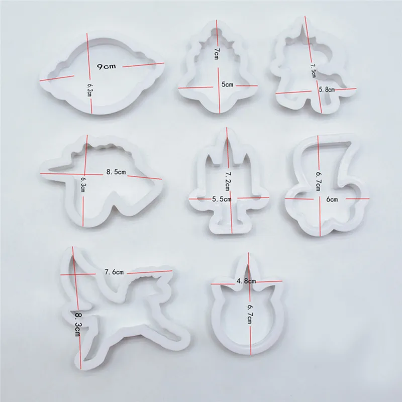 8Pcs/set DIY Cute Cartoon Unicorn Horse Shape Fondant Cake Cookie Cutter Mold Biscuit Decorating Moulds Kitchen Baking Tools - купить по
