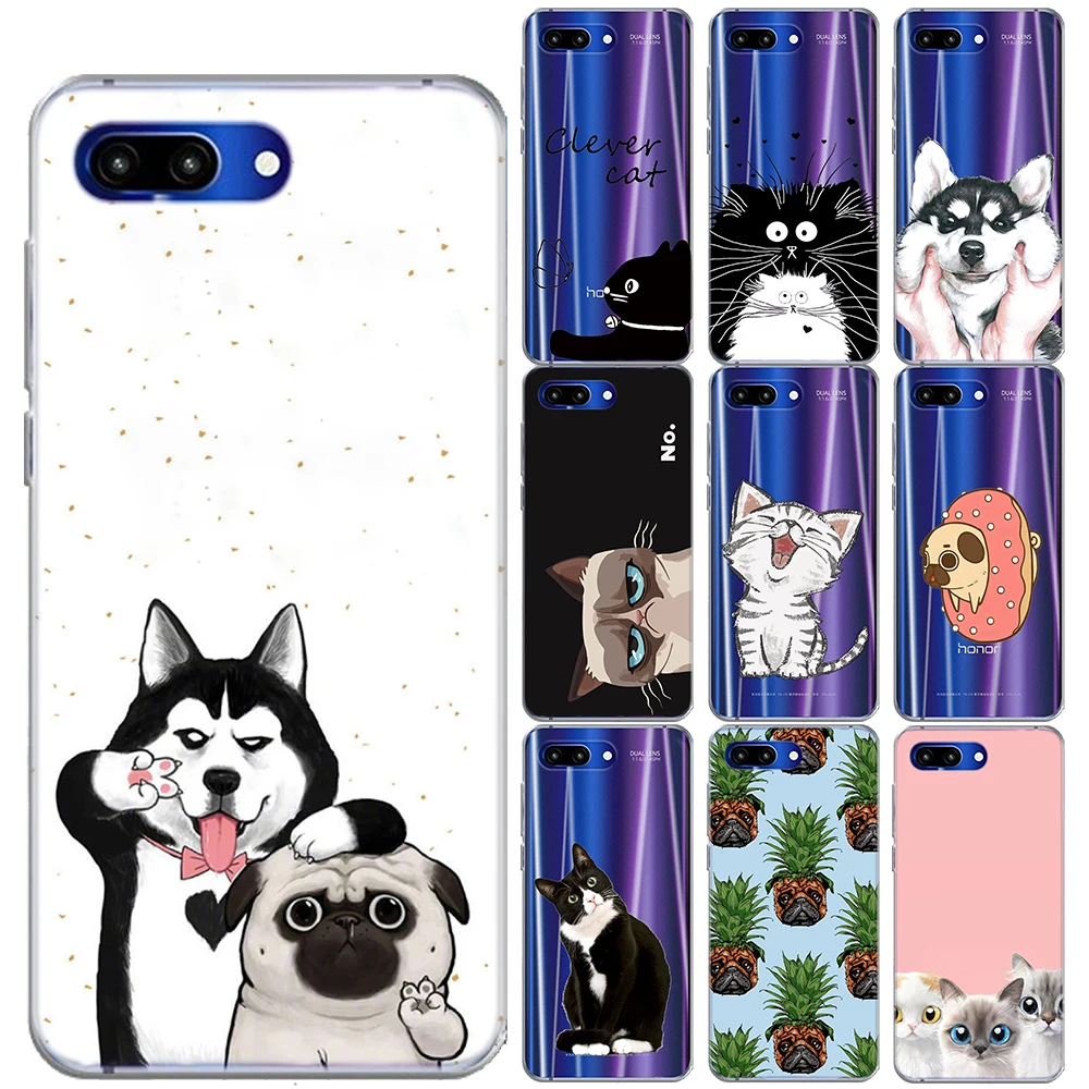 Мультяшный Мягкий силиконовый чехол с забавным котом и собаками для телефона Huawei