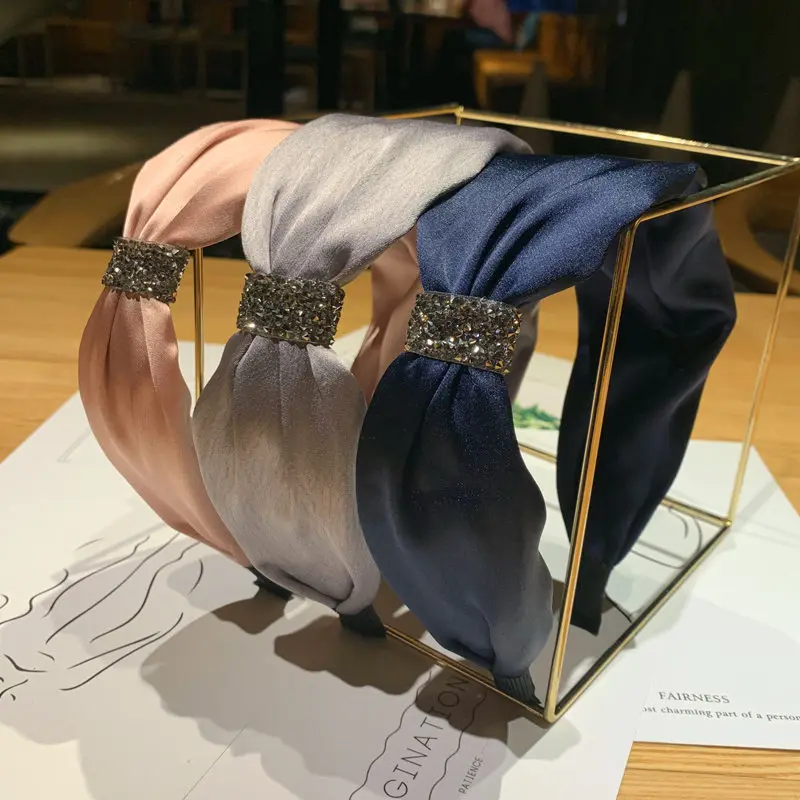 Корейские повязки для волос женщин модные широкие тканевые с узлом повязка